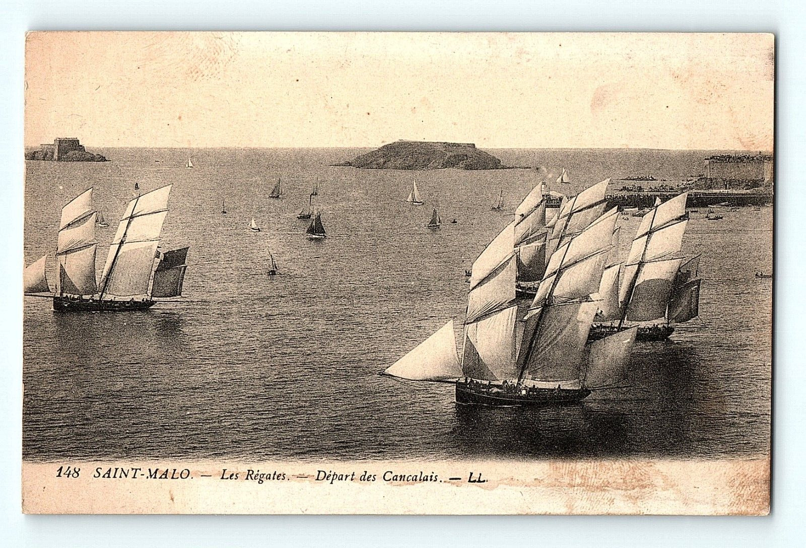 Saint-Malo Les Régates Regattas Departure of Cancalais Ship French Postcard E4