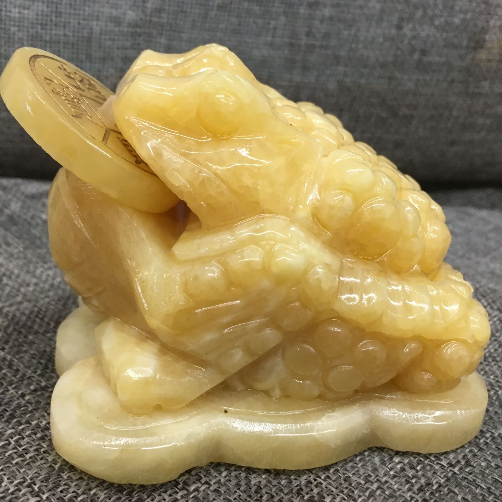 Natural Yellow Jade Golden Toad Crystal Hand Carved Skull Healing 1pc 