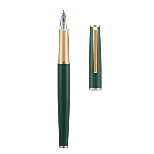 Jinhao 95 Metal Fountain Pen Medium Nib Matte Green with Golden Clip Writing Pen