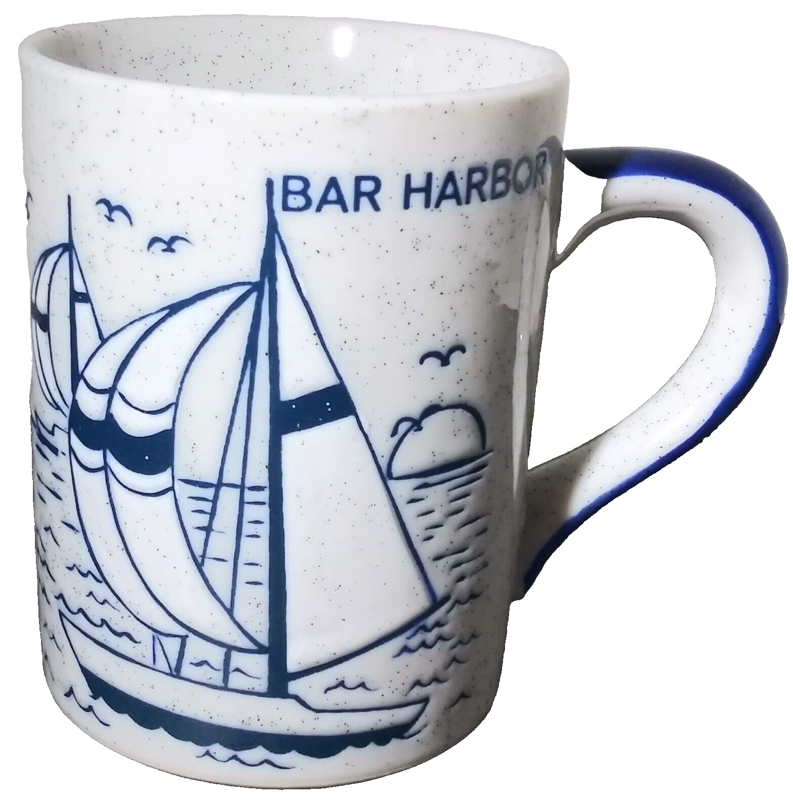 Vintage Bar Harbor Maine Souvenir Coffee Mug Sailboats Nautical 9 FL OZ Tea Cup