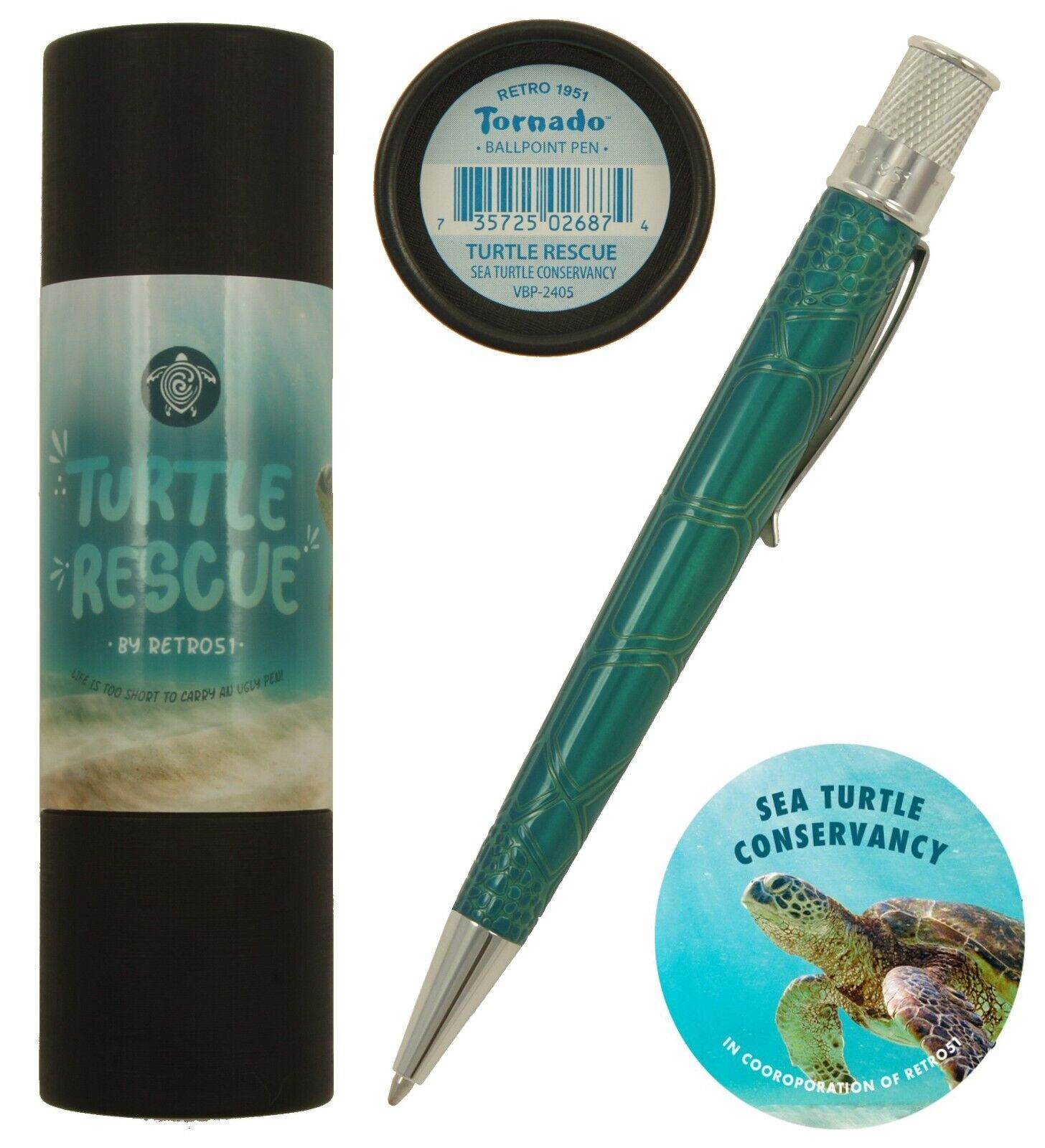Retro 51 #VBP-2405 / Sea Turtle Rescue Acid Etched Twist Action Ballpoint Pen