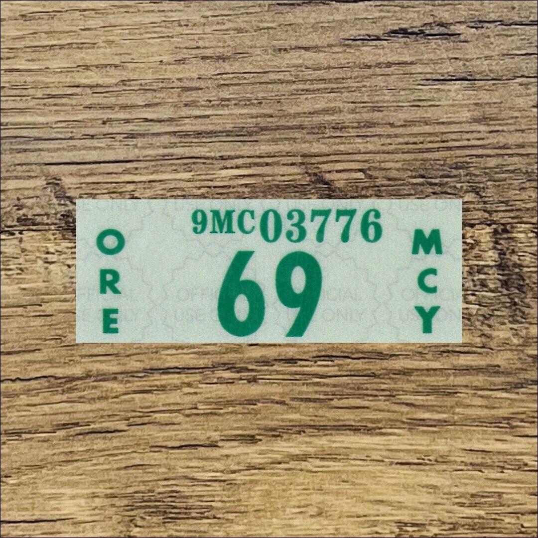 1969 OREGON Motorcycle License Plate Registration Sticker