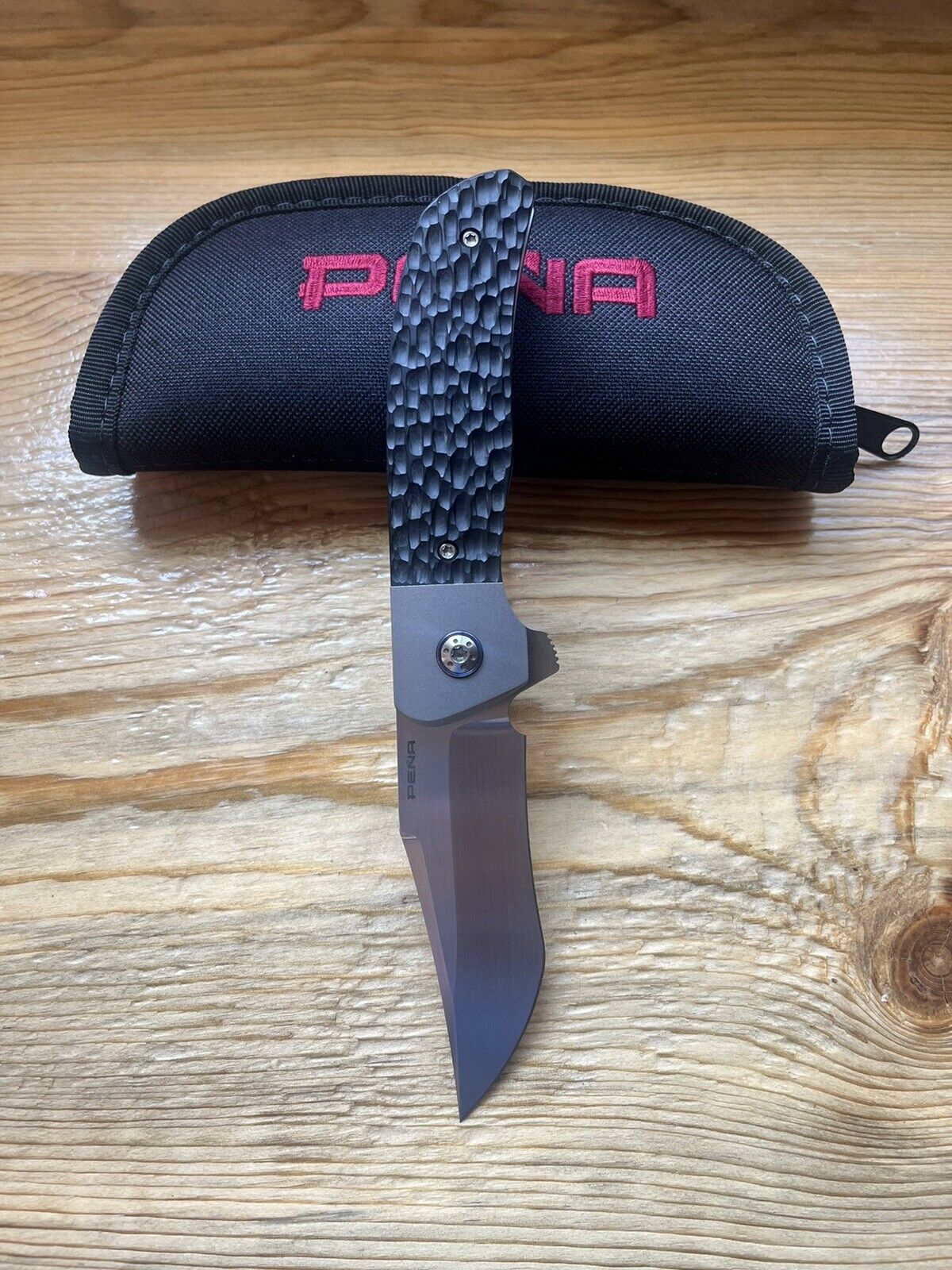 Custom Enrique Pena Knives Viper Flipper  Folding Knife Black Paper Micarta