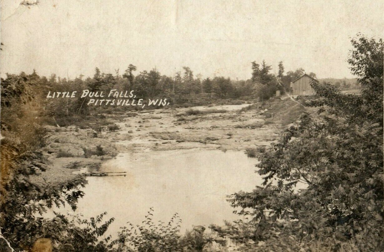 1908 Little Bull Falls Pittsville Wisconsin WI Posted RPPC Photo Postcard