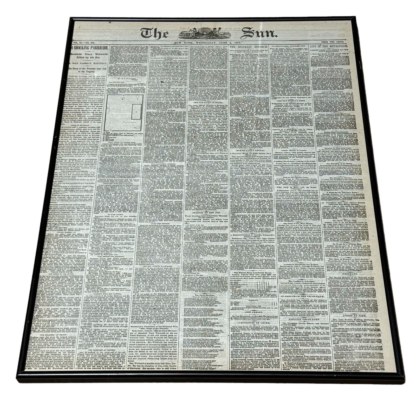 The Sun New York June 4th 1873 Newspaper Antique Framed Valley Forge Gallery
