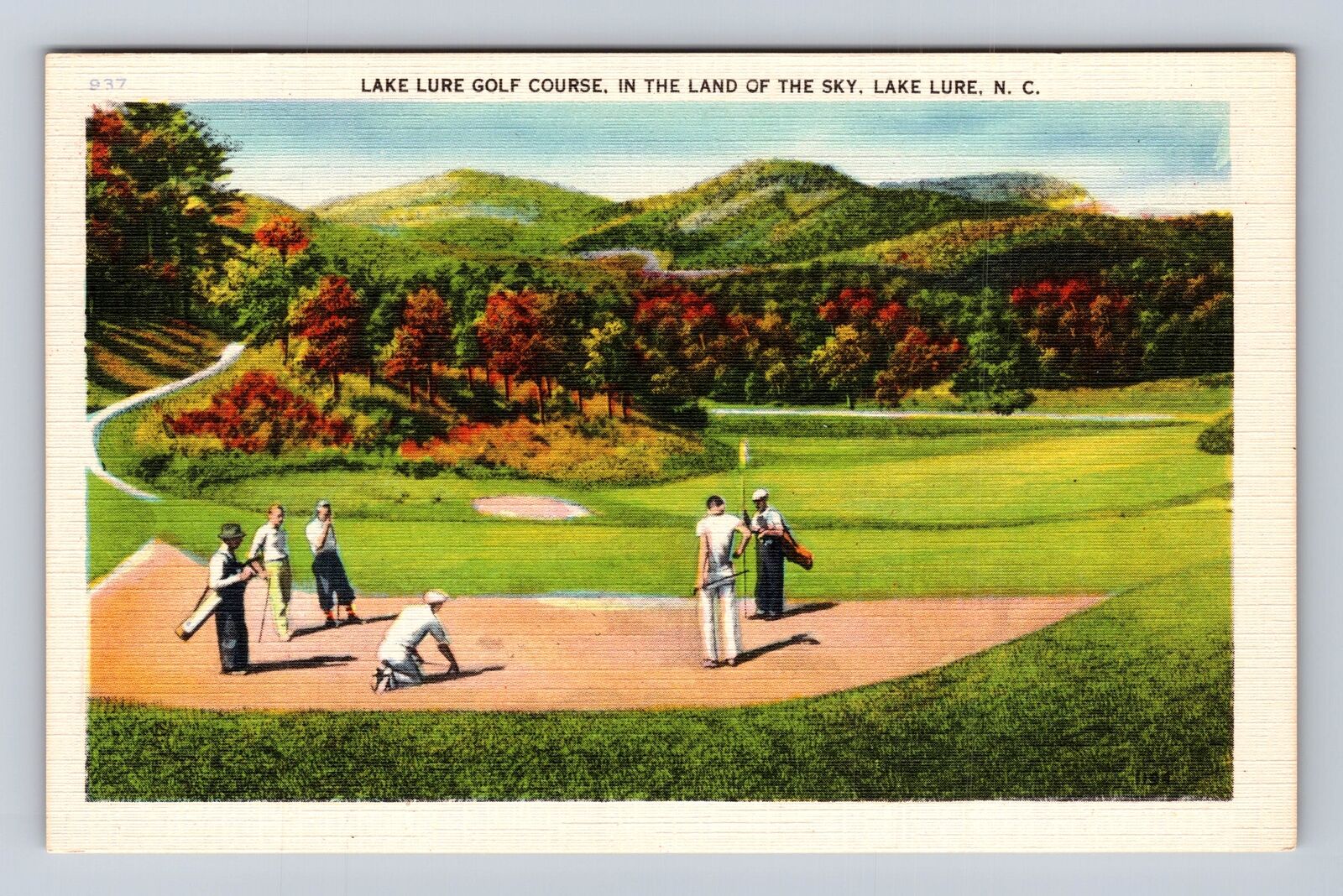 Lake Lure NC-North Carolina, Lake Lure Golf Course, Golfers, Vintage Postcard