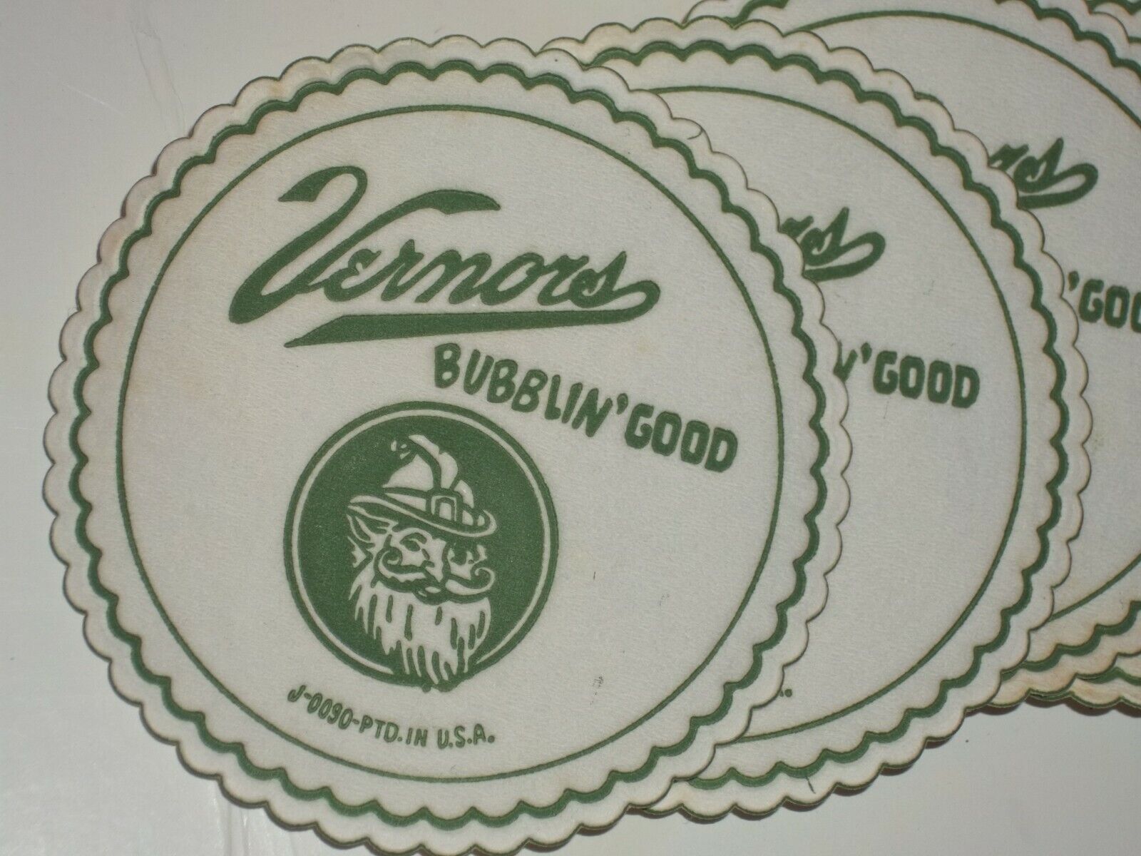 FREE MAILING 4-1960 VERNORS GINGER ALE Gnome,Soda Fountain COASTER\