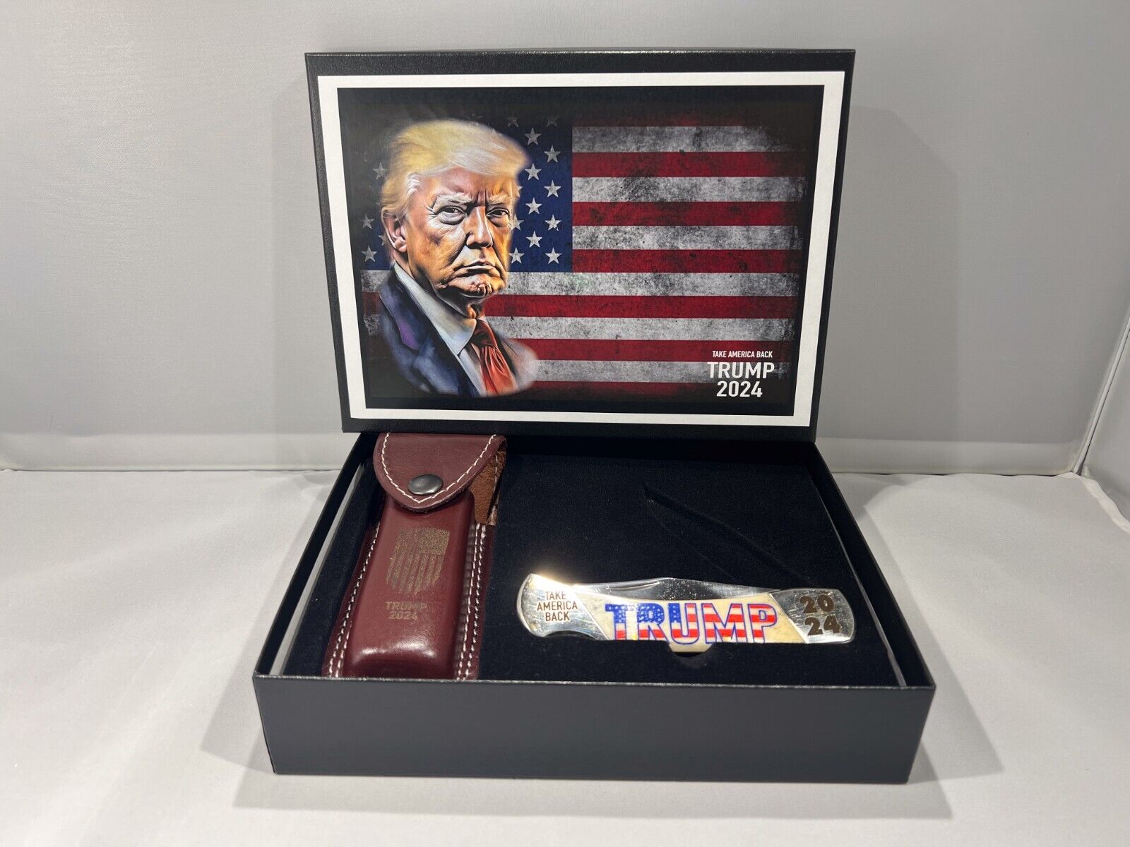 LIMITED EDITION Collectable Trump 2024 Knife w/ Display Case & Holder