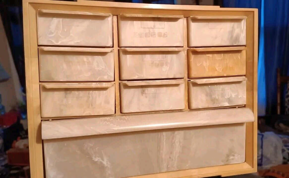 RARE VINTAGE AKRO-MILS Drawer Hardware Jewelry Box Cabinet Bakelite Storage