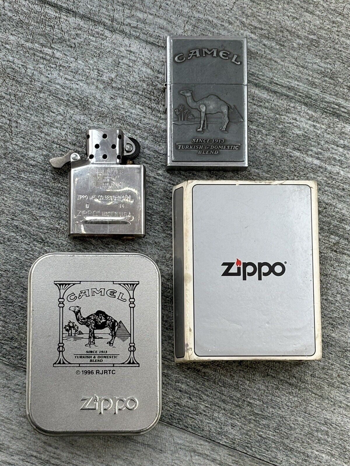 Vtg 1996 Zippo Camel Original 1932 Replica Second Release Lighter W/Tin Sleeve