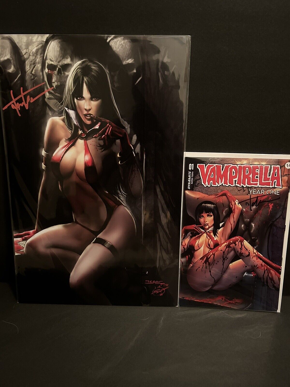 Vampirella year one and Vampirella 11 x 17 art print Signed By Tyler Kirkham