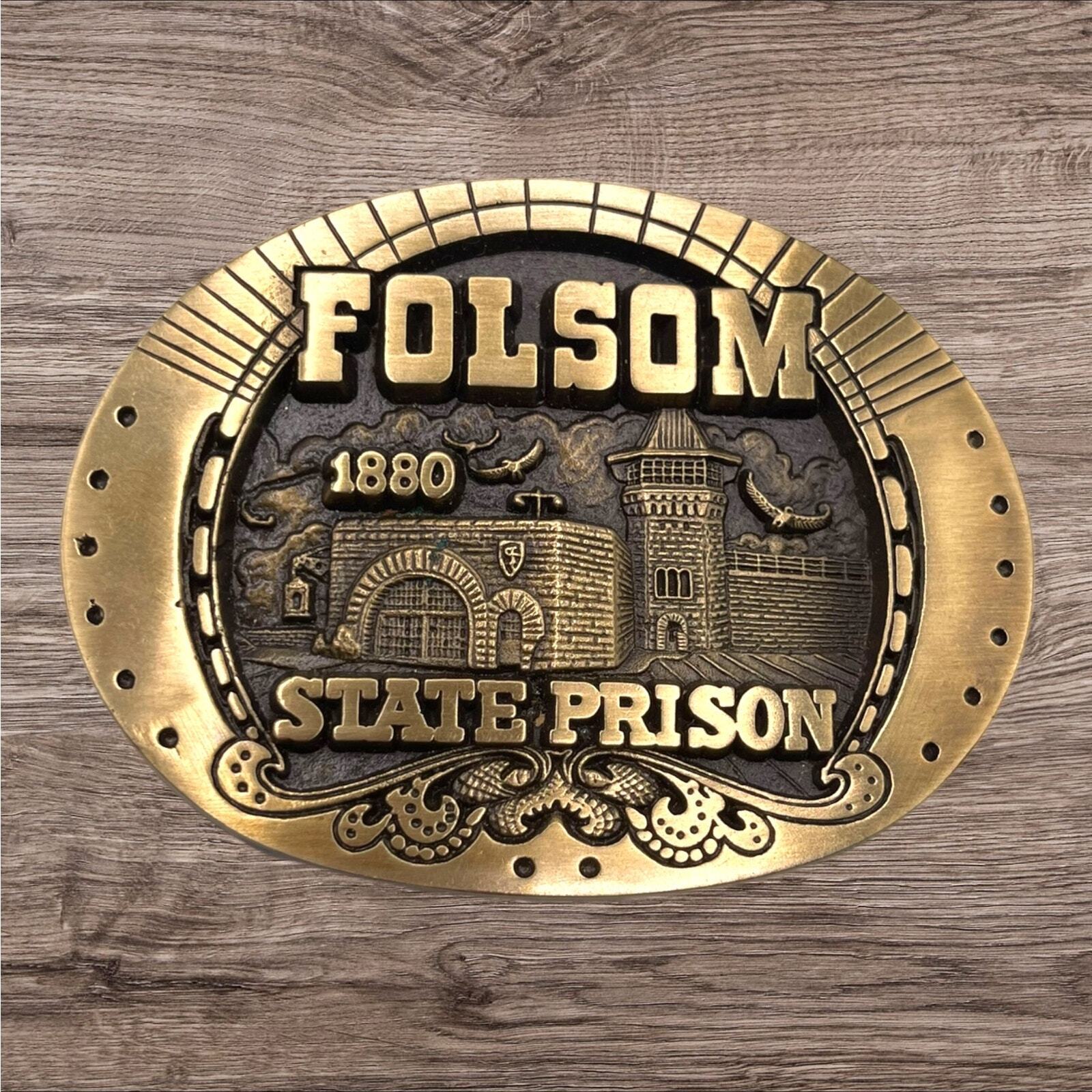 Rare ~ Vintage 1981 Folsom State Prison Brass Belt Buckle ~ Pigville Artworks