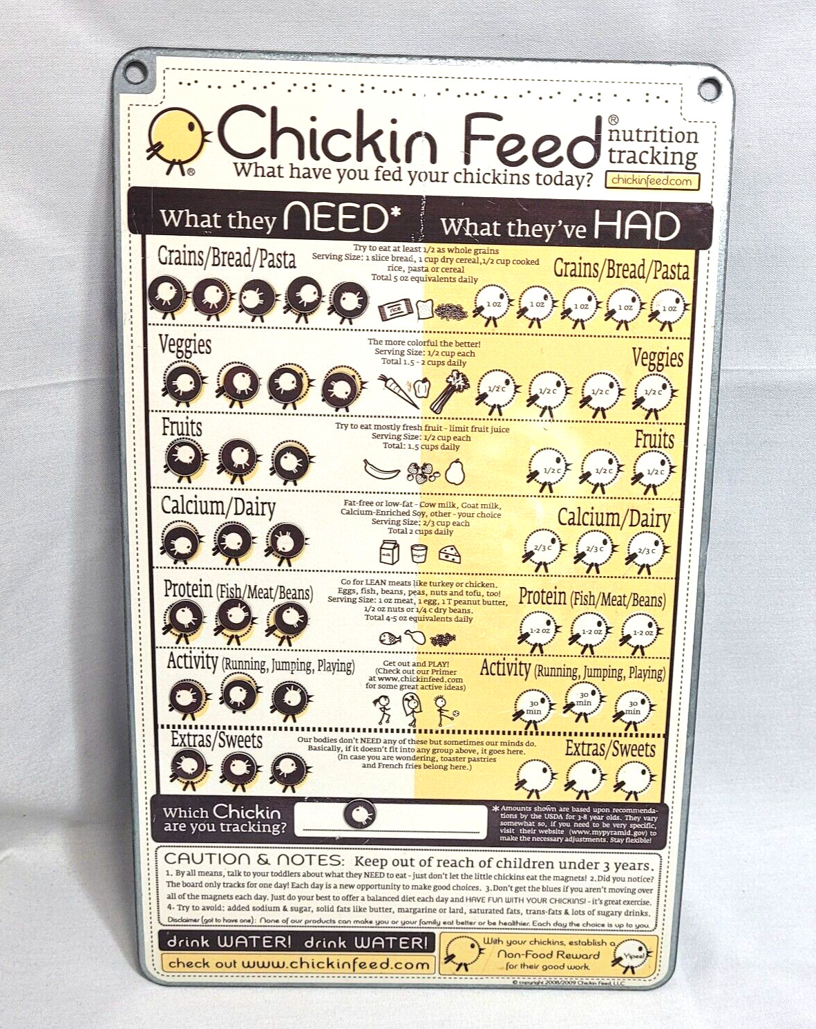 Chicken Feed Nutrition Tracking Board Sign For Teaching Kids Good Eating Habits