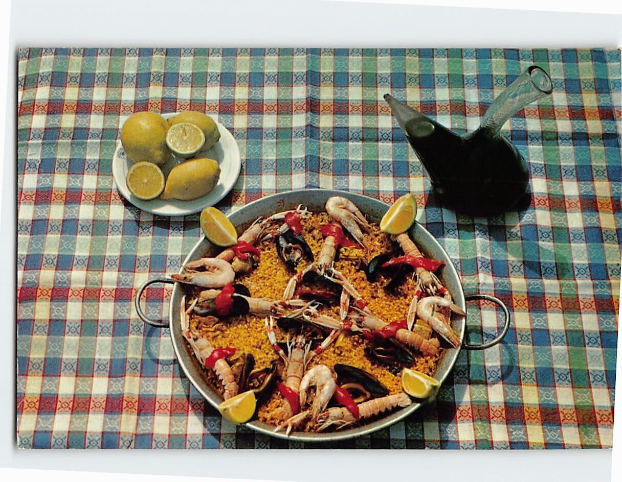 Postcard Yummy Paella Rice on a Table
