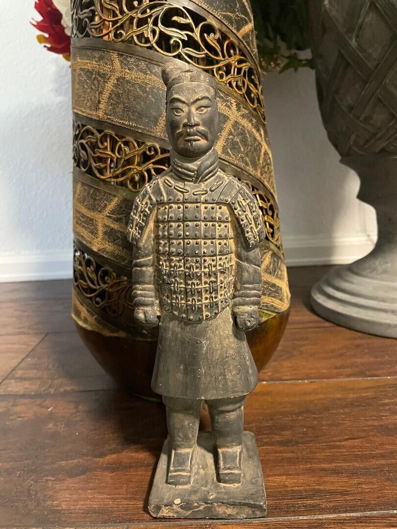 Vintage Chinese Terracotta Clay Qin Emperor Warrior Soldier Officer Figure China