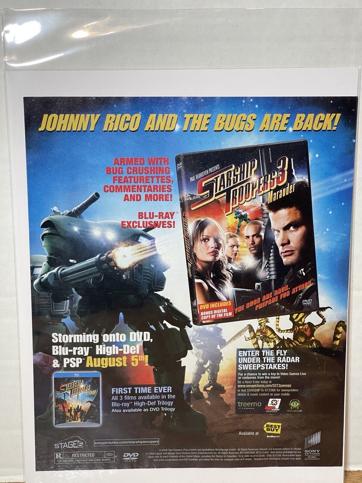 2008 Starship Troopers 3 Marauders DVD Release Promo Photo Art Vintage Print Ad