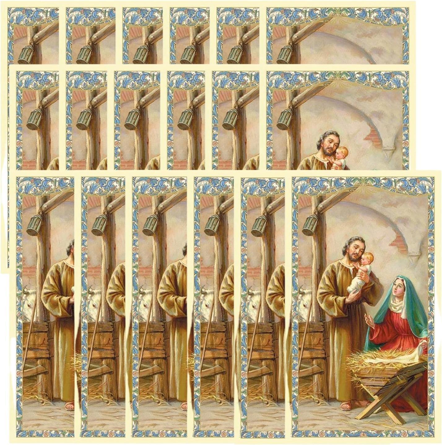 Bulk Holy Family Nativity Christmas Prayer Cards for Christmas Handouts 100 Pack