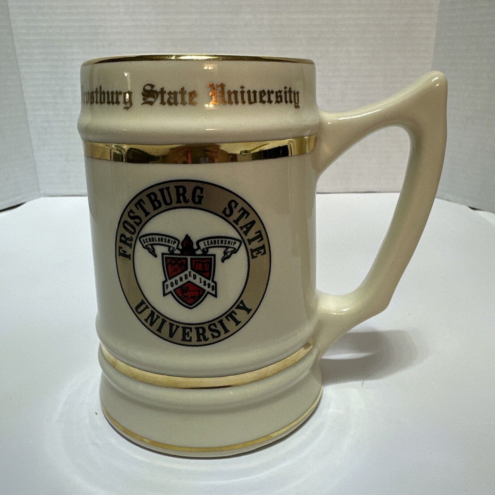 Frostburg State University STEIN Beer Mug MADE BY W.C. BUNTING CO Ceramic Gold