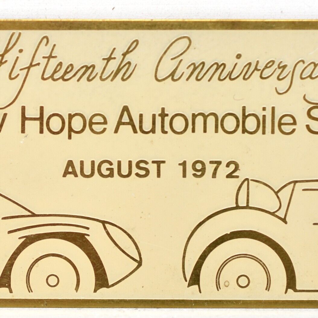 1972 New Hope Automobile Show Antique Car Auto Club Pennsylvania Plaque