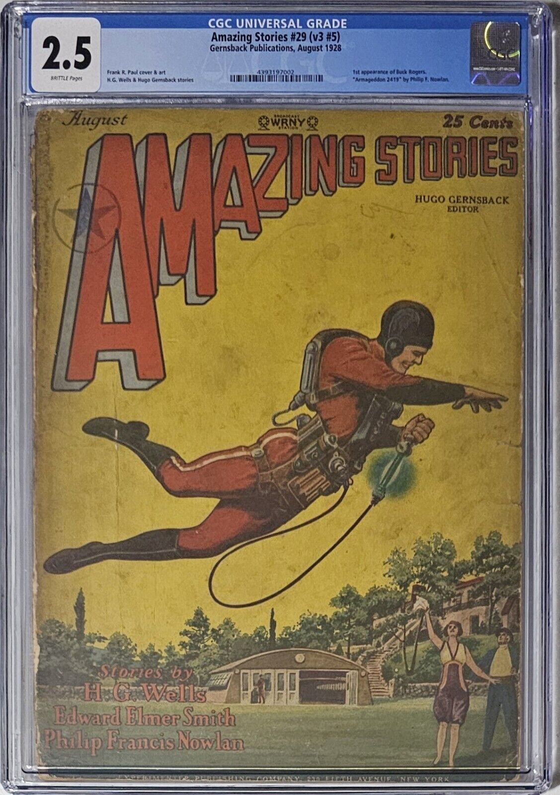 Amazing Stories #29 CGC 2.5 Gernsback August 1928 1st Appearance of Buck Rogers