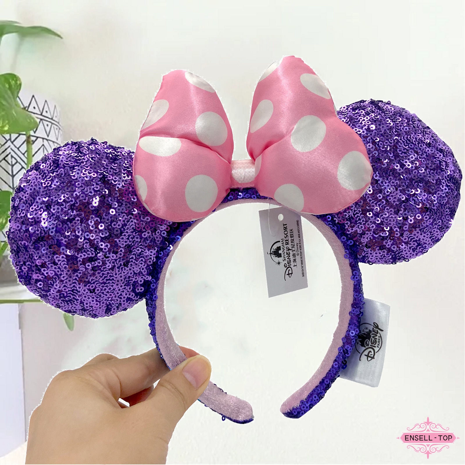 Lavender Ears Disney Parks Headband Pink Polka Dot Minnie Purple Sequin