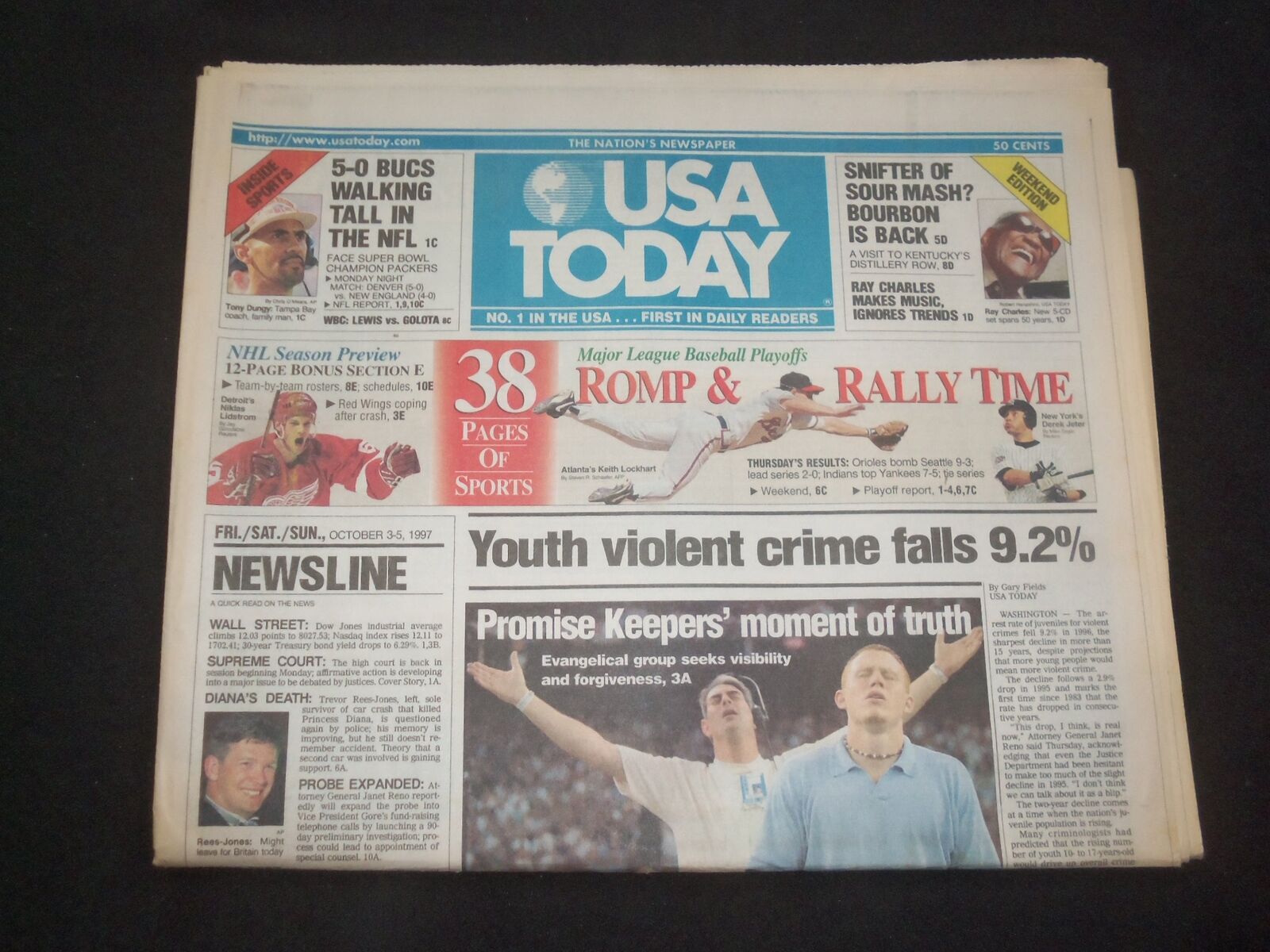 1997 OCTOBER 3-5 USA TODAY NEWSPAPER - YOUTH VIOLENT CRIME FALLS 9.2% - NP 7878