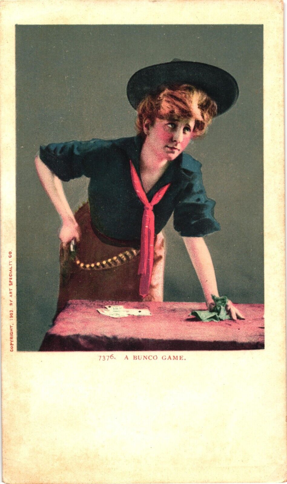 BUNCO GAME Armed Woman Dice Gambling c1903 Postcard