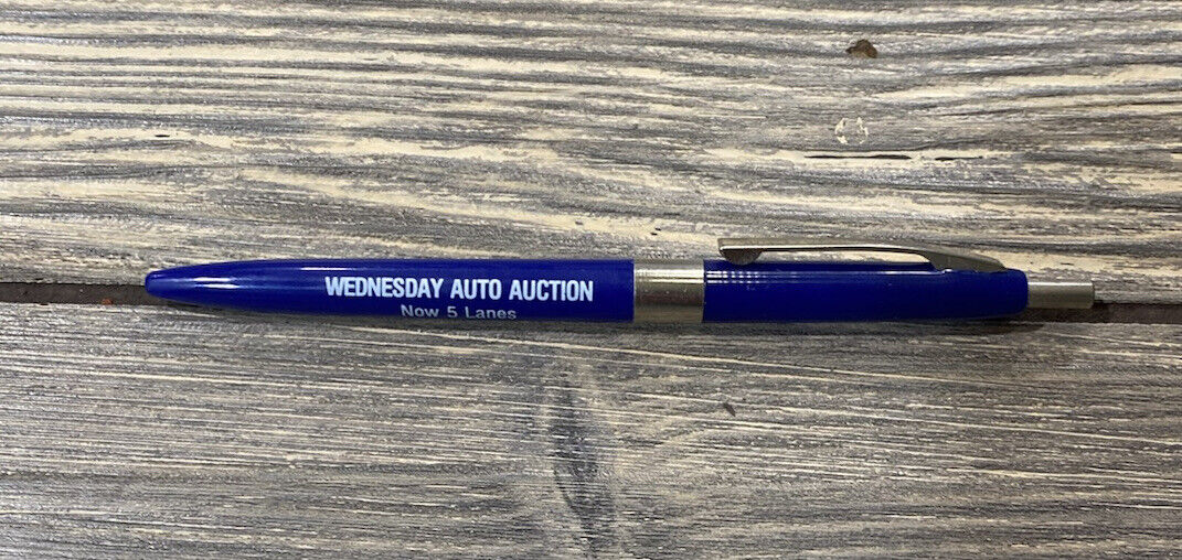 Vintage Wednesday Auto Auction Now 5 Lanes Blue Pen Advertisement
