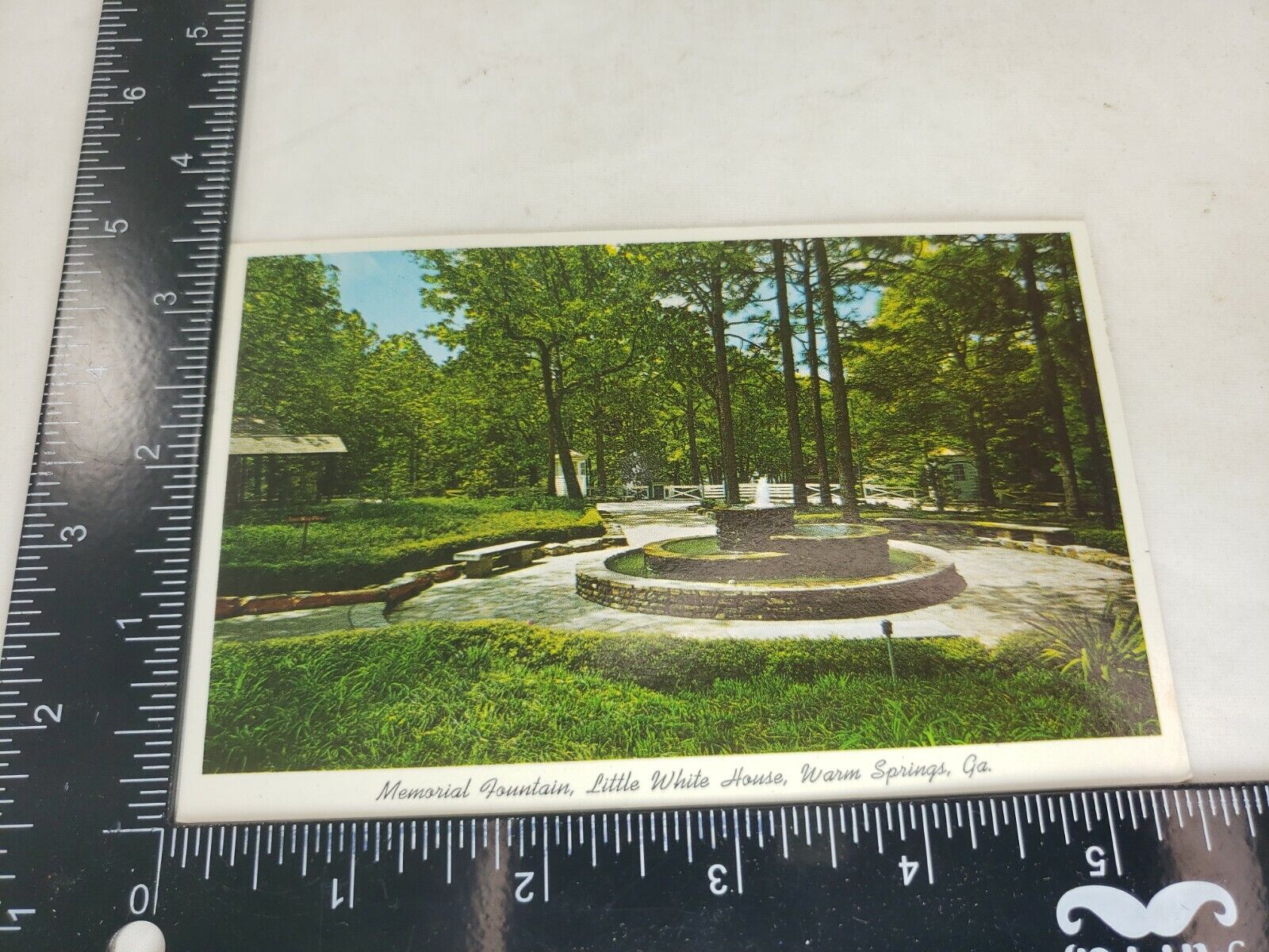 Warm Springs GA~Little White House Memorial Fountain~Standard Chrome Postcard