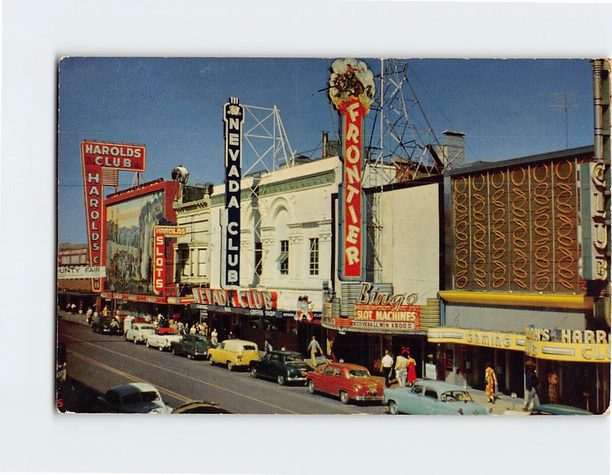 Postcard Gambling Clubs, Looking Northeast, Reno, Nevada