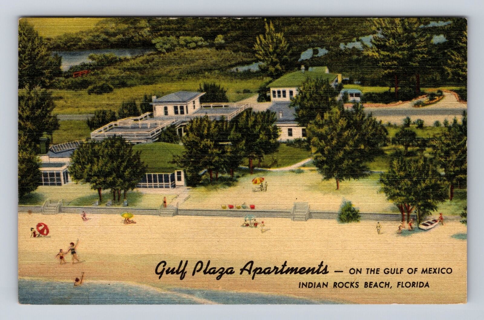Largo FL-Florida, Gulf Plaza Apartments, Advertising, Antique, Vintage Postcard
