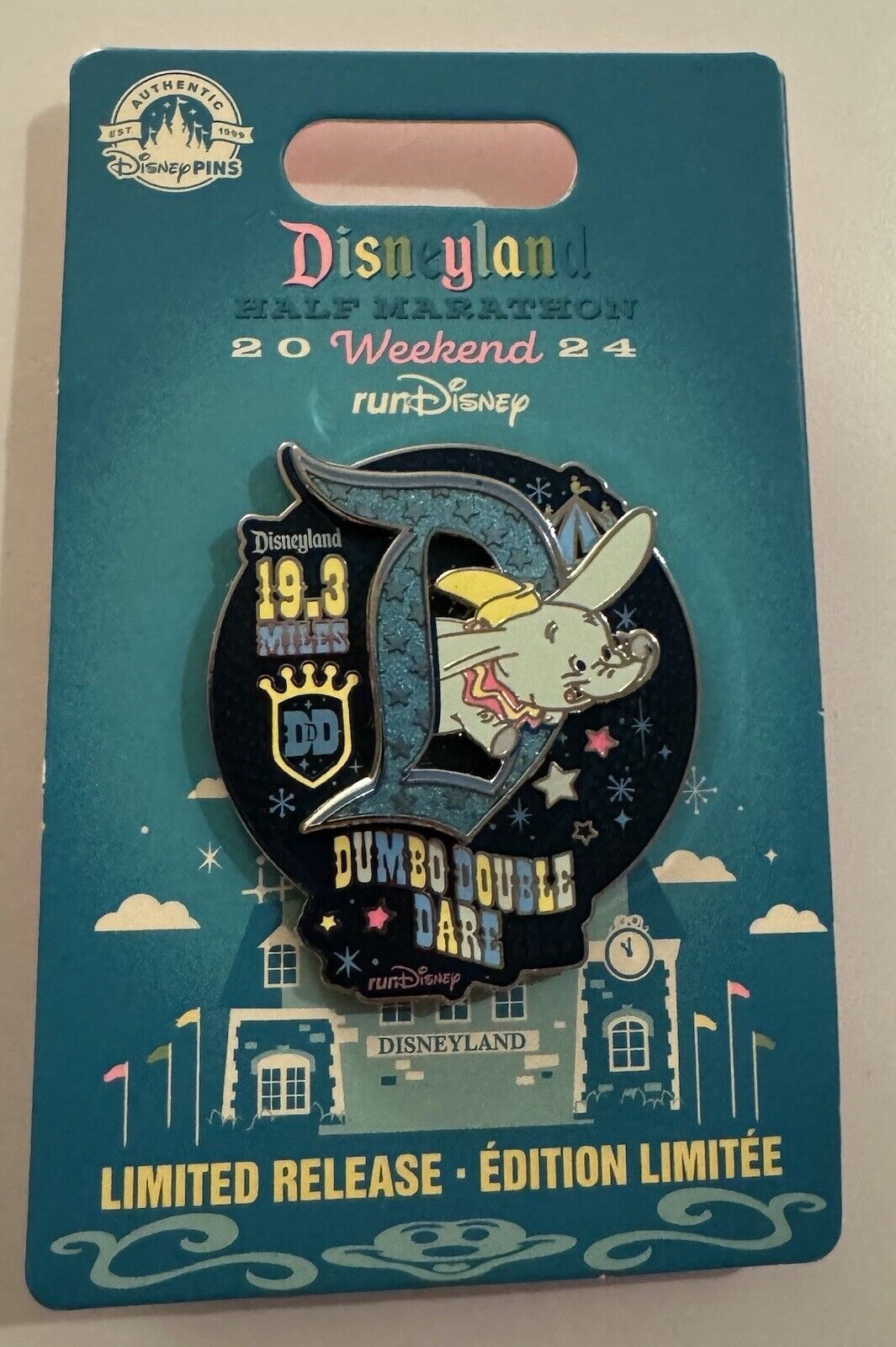 Disneyland Run Disney Dumbo Double Dare 2024 Half Marathon Weekend Pin LR