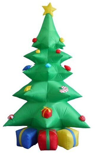 8 Foot Tall Inflatable Green Christmas Tree with Multicolor Gift Boxes and 