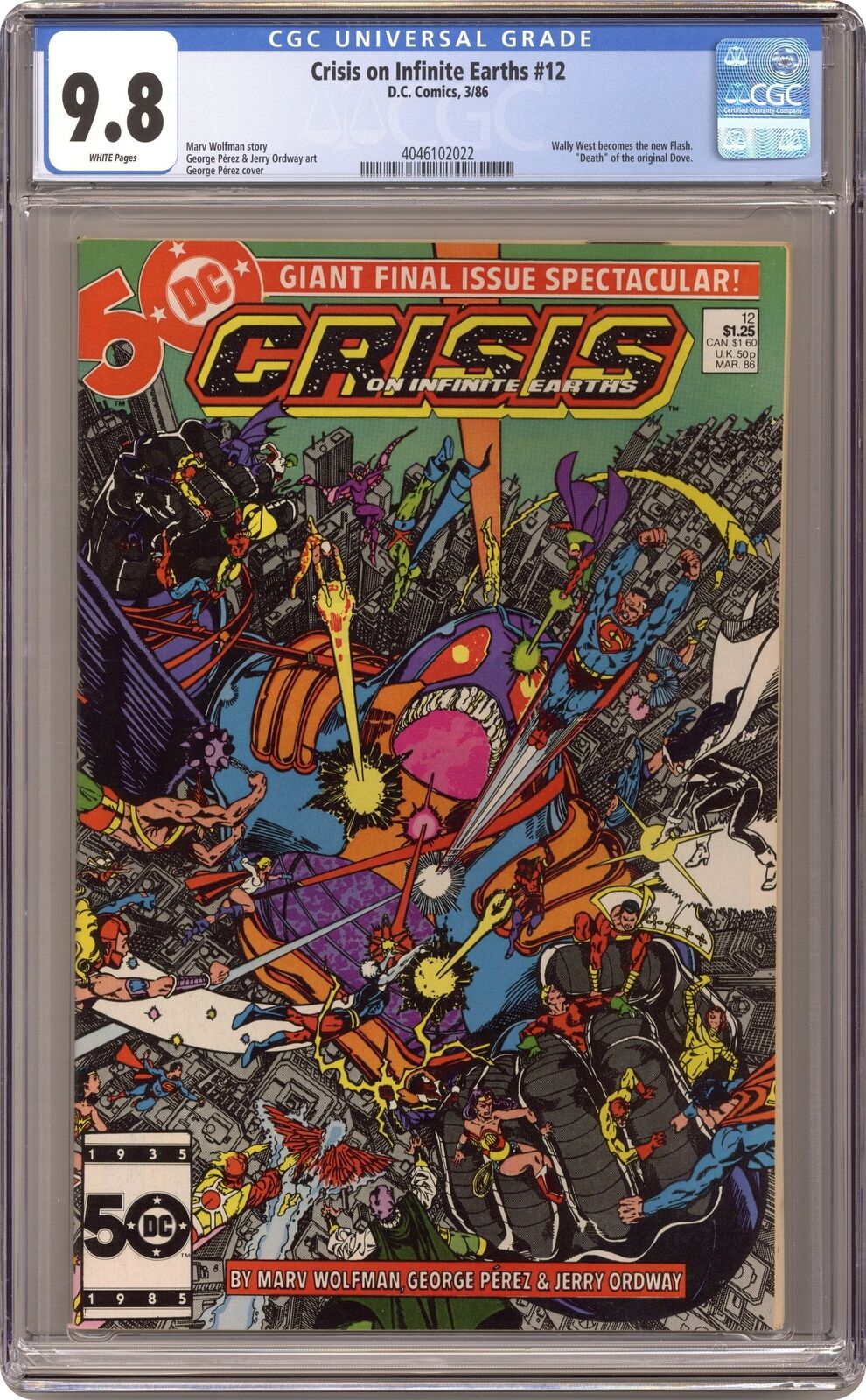 Crisis on Infinite Earths #12 CGC 9.8 1986 4046102022
