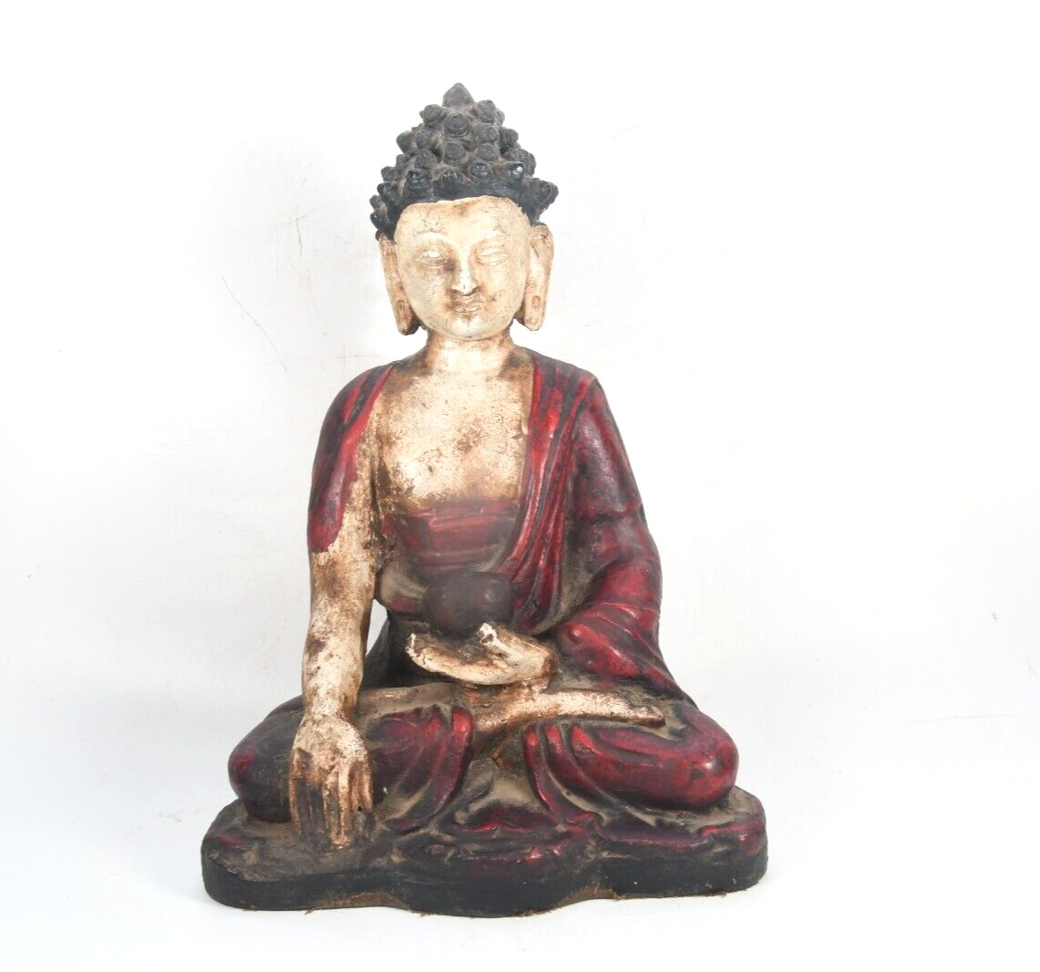 Lord Buddha Antique Tibetan Handmade Wooden Decorative Ritual Buddhist Statue NP