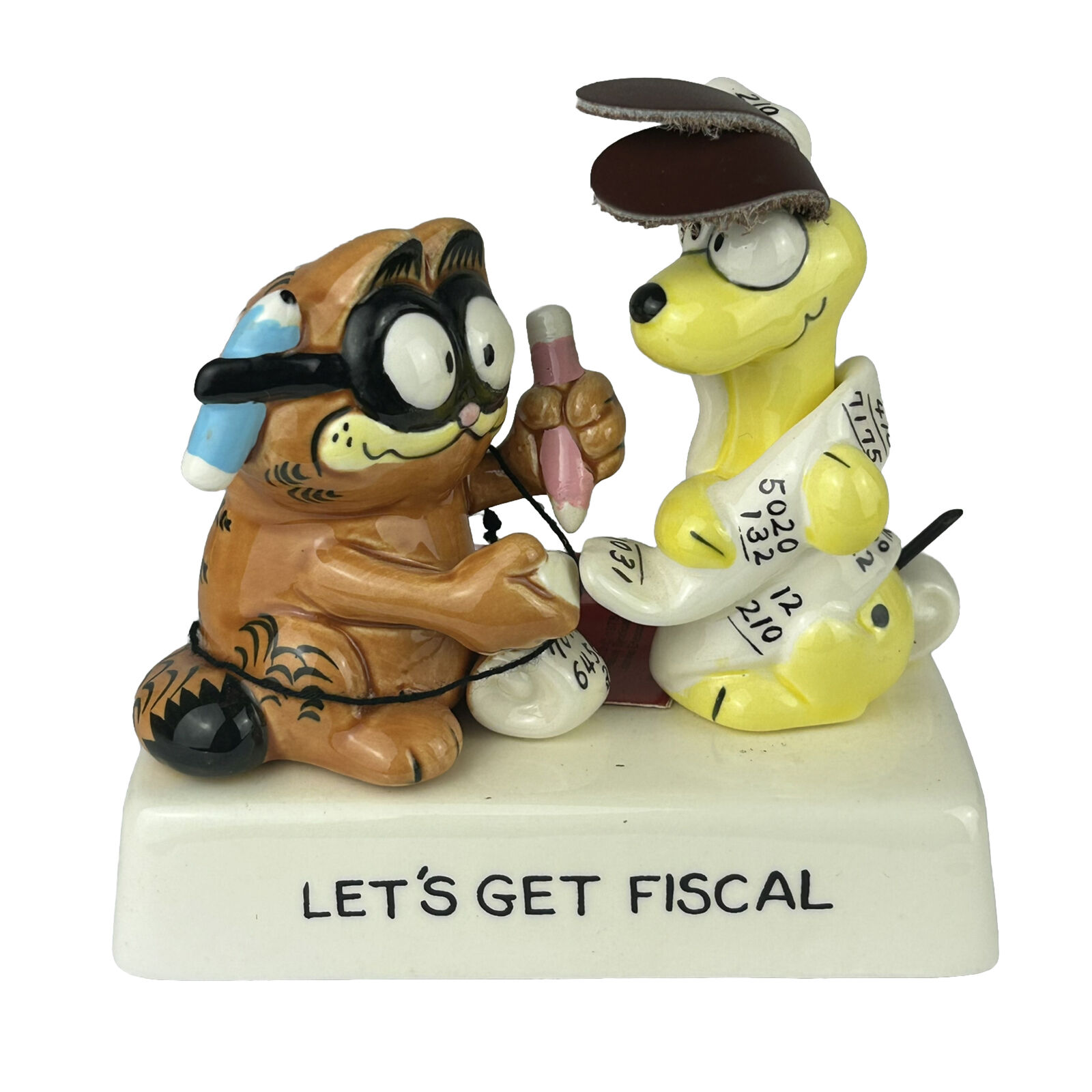 Vintage Enesco Garfield & Odie Ceramic accountant 22225 figurine & Box *EUC*