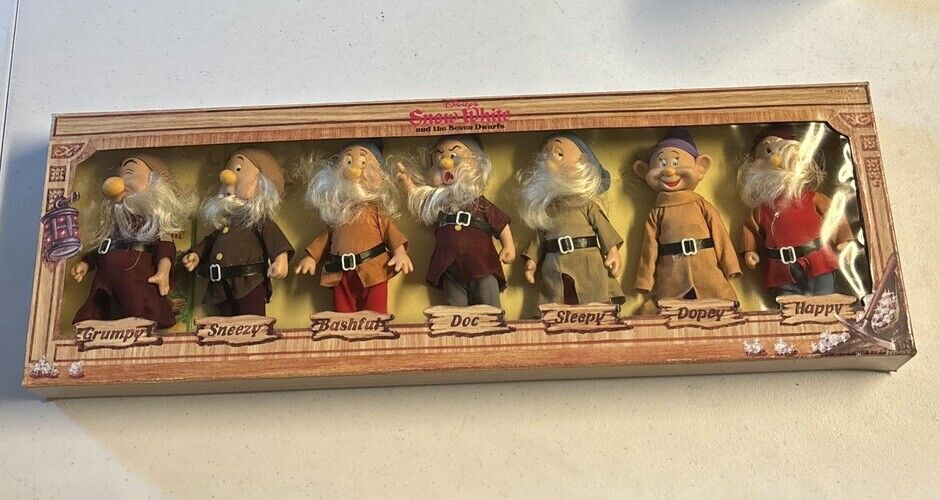 Vintage 7 Inch Disney Snow White and the Seven Dwarfs Bikin Express Boxed Set