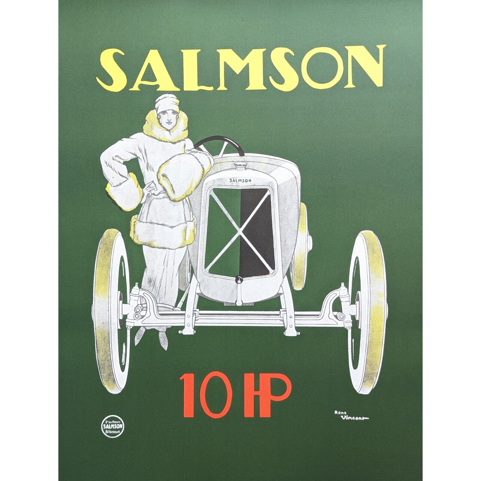 Salmson 10 HP vintage car poster