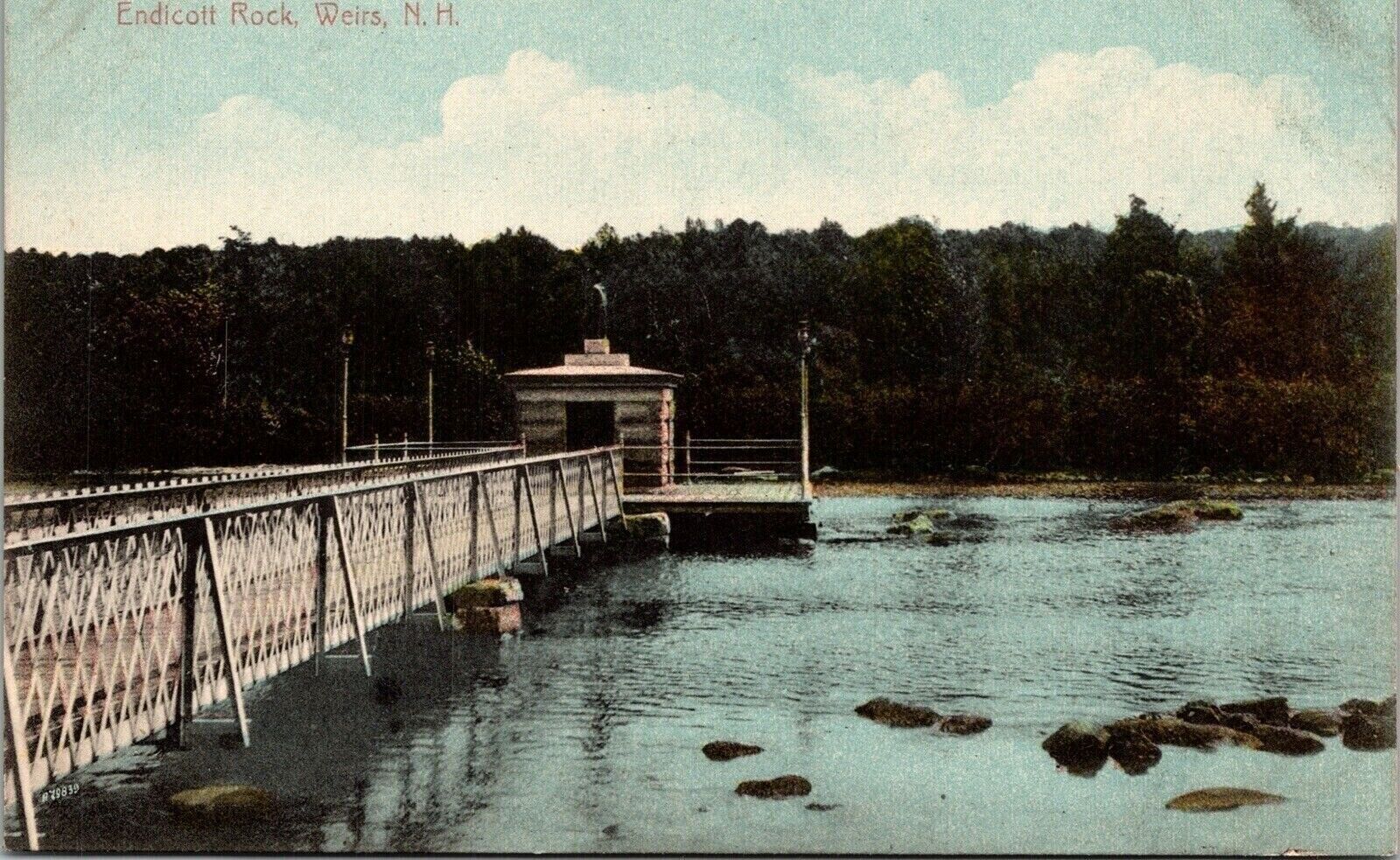 Endicott Rock Weirs New Hampshire Scenic Bridge Forest Landscape DB Postcard