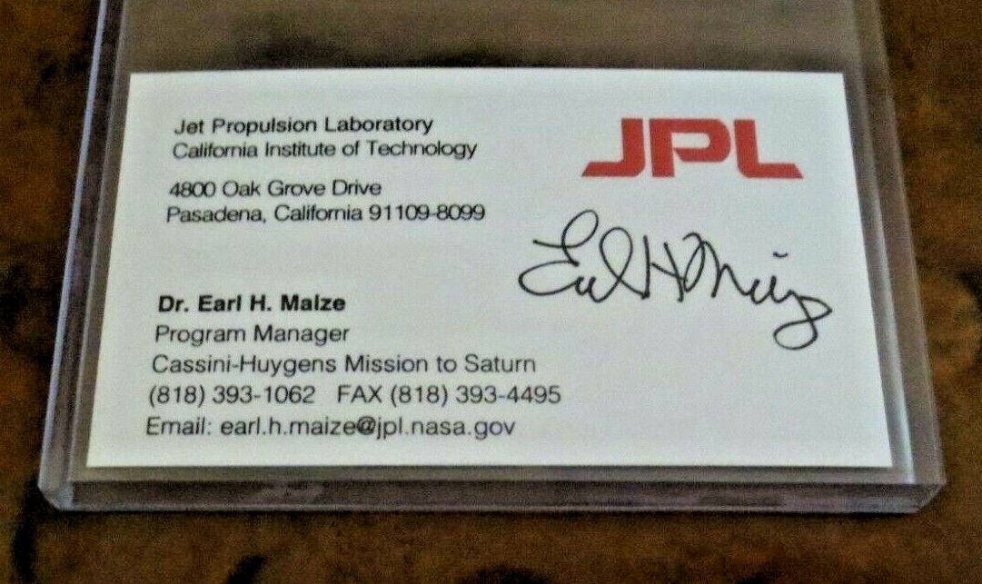 Earl Maize Cassini Mission Program Manager JPL signed autographed business card