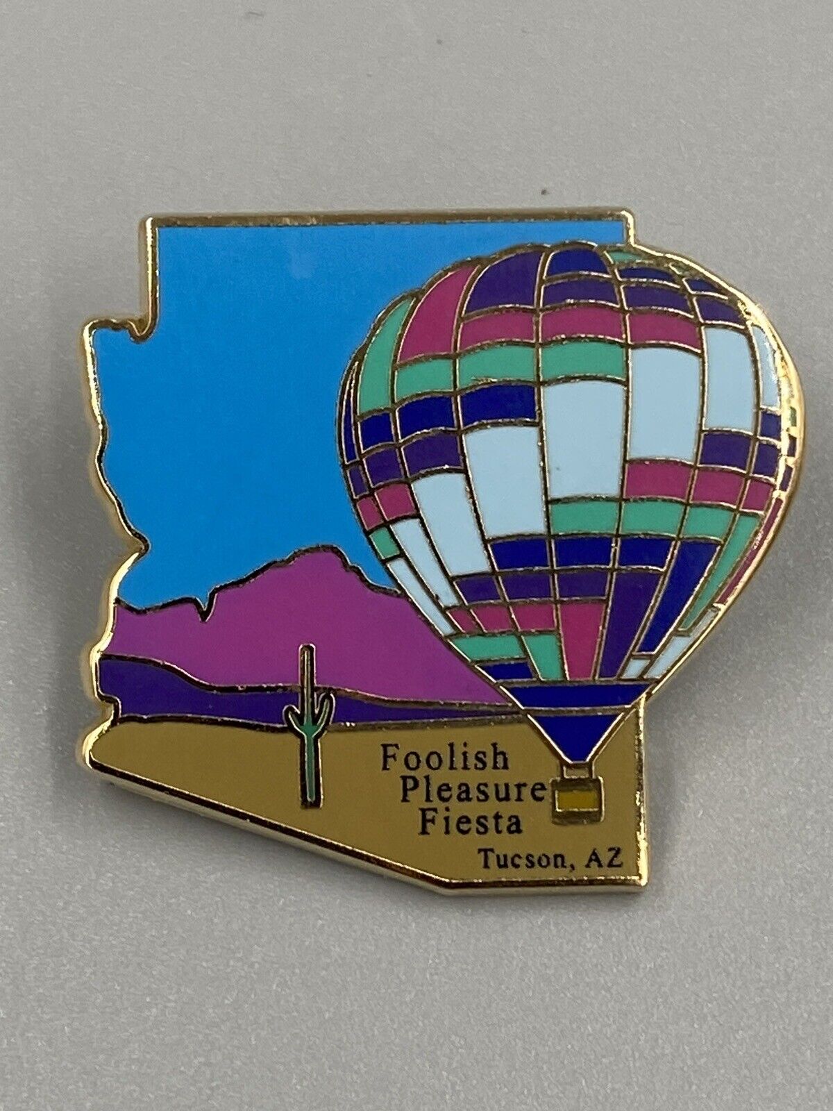 Foolish Pleasure Fiesta Hot Air Balloon Tucson Arizona Lapel Pin
