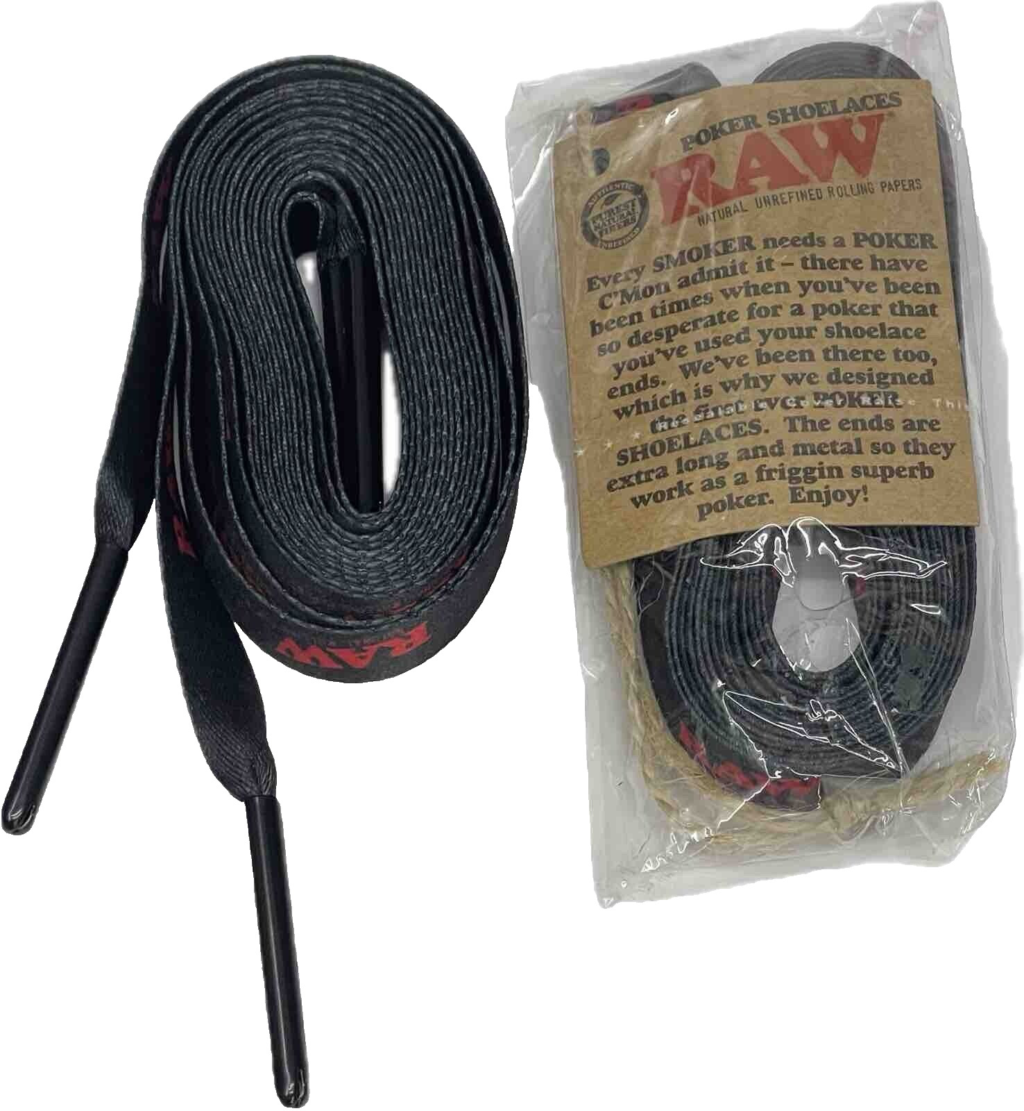 2x RAW Rolling Papers Poker Shoelaces With Poker Ends **Free Shipping**