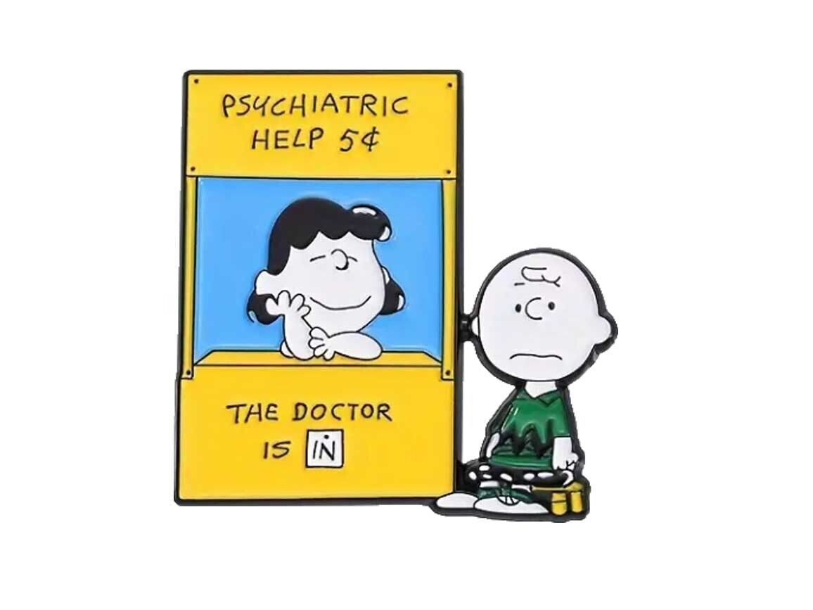 Lucy's Psychiatry Booth with Charlie Brown Enamel Pin