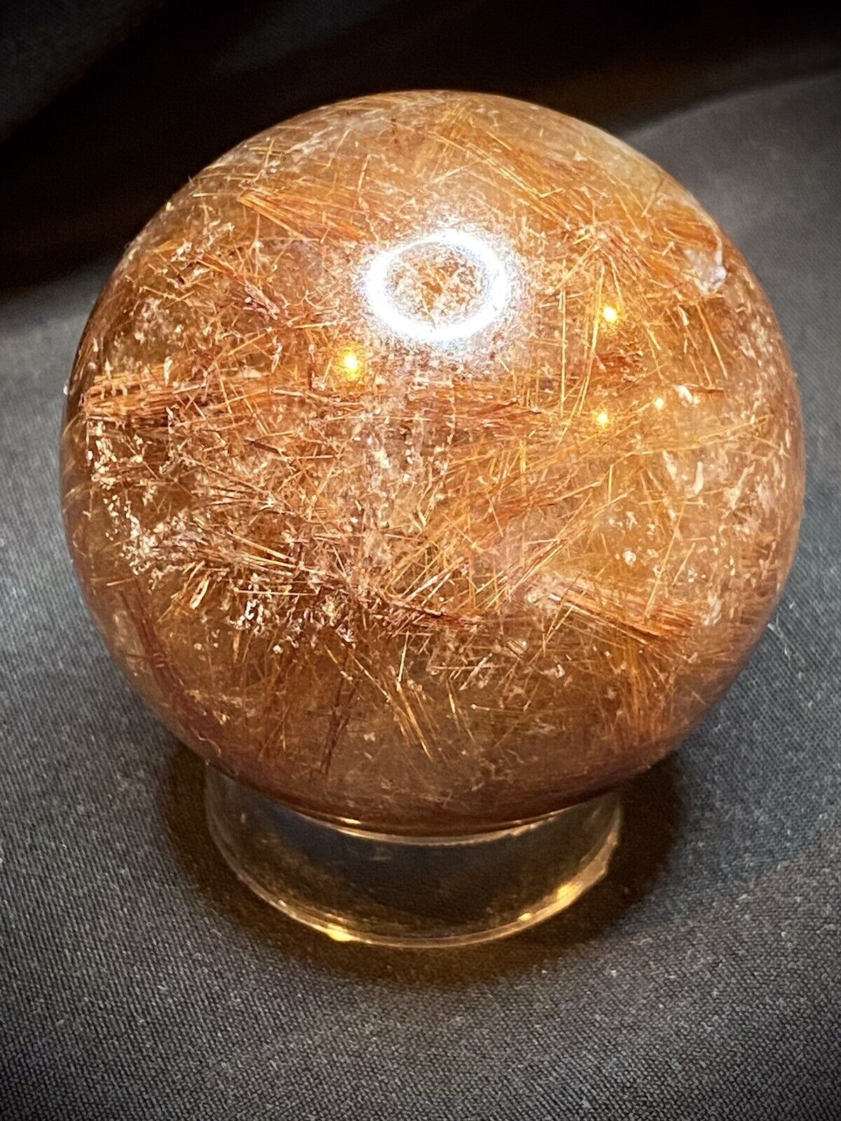 STUNNING Copper Rutile Quartz Sphere With Stand, 2 Inches, 193 Grams