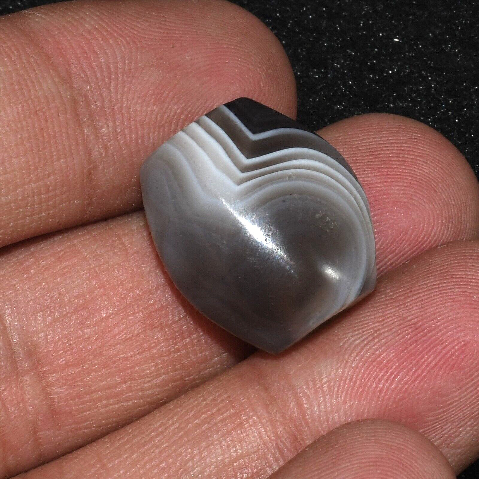 Ancient Central Asian Banded Agate Stone Bead in Perfect Condition