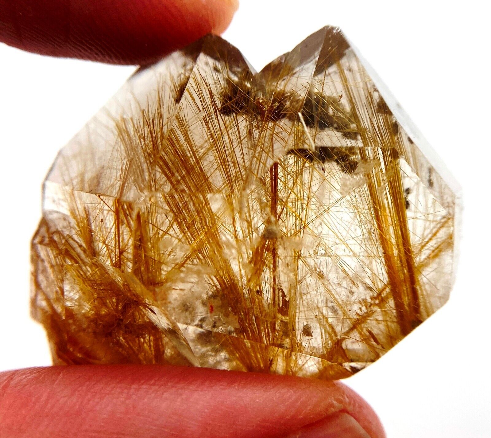 87 carat Rutilated Quartz crystal - Brazil golden rutile - natural + polished