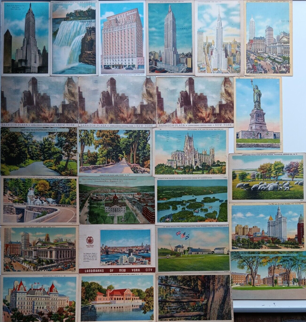 25 Antique Vintage 30s & 40s New York Postcards: NYC, Catskills, Niagara Lot 81