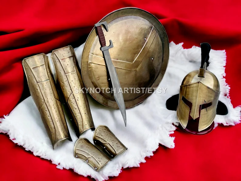 300 King Spartan Costume Damage Spartan Helmet Spartan Leg Greaves & Arm Sparta
