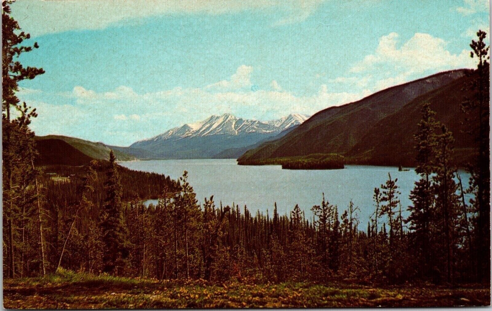 Muncho Lake Alaska Hwy Canada Lake AK Mountain Postcard PM WOB Note VTG 7c Stamp