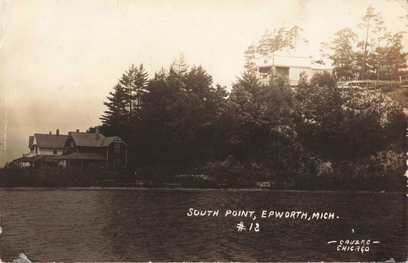 South Point Epworth Heights Ludington Michigan MI Cottages 1910 Real Photo RPPC